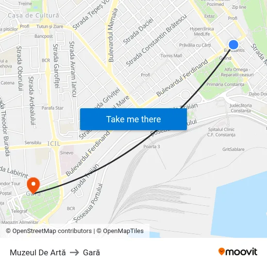 Muzeul De Artă to Gară map