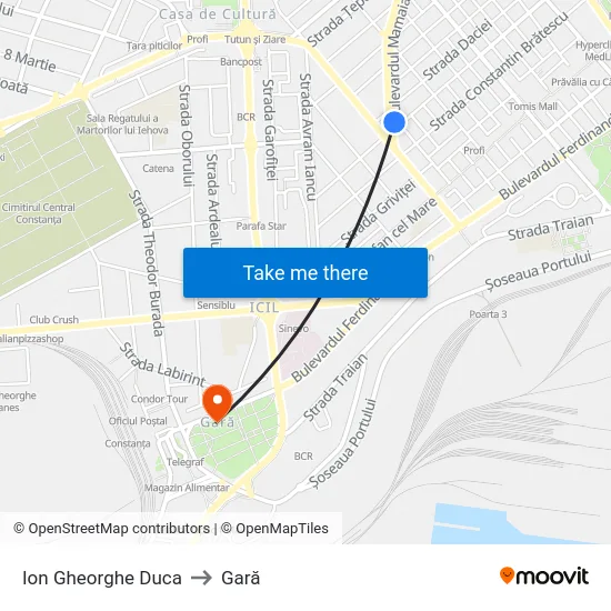 Ion Gheorghe Duca to Gară map