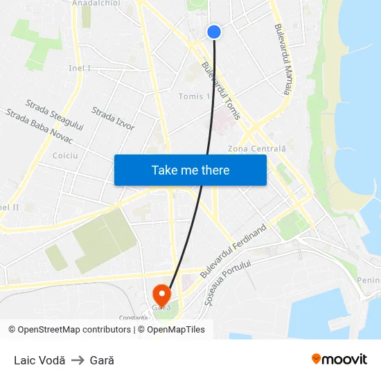 Laic Vodă to Gară map