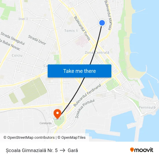 Școala Gimnazială Nr. 5 to Gară map