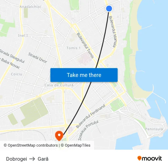 Dobrogei to Gară map