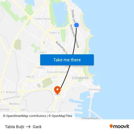 Tabla Buţii to Gară map