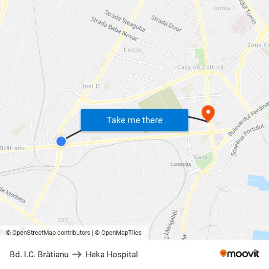 Bd. I.C. Brătianu to Heka Hospital map