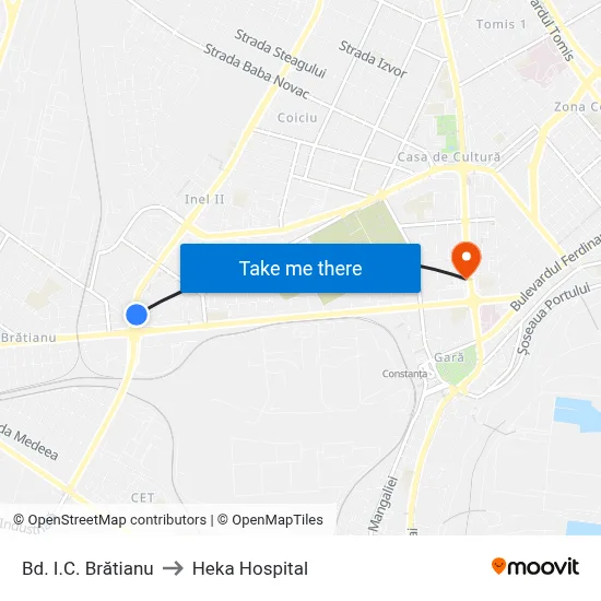 Bd. I.C. Brătianu to Heka Hospital map