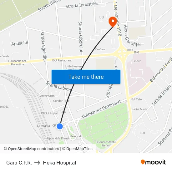 Gara C.F.R. to Heka Hospital map