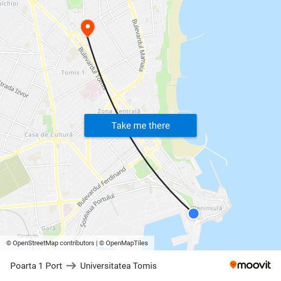 Poarta 1 Port to Universitatea Tomis map