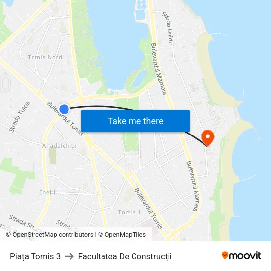 Piața Tomis 3 to Facultatea De Construcții map