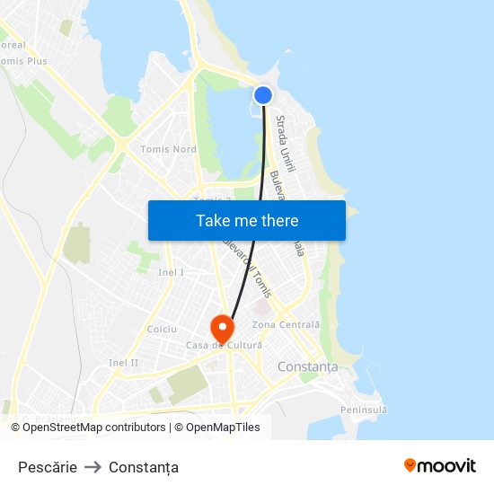 Pescărie to Constanța map