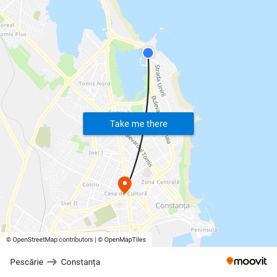 Pescărie to Constanța map