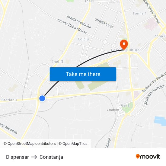 Dispensar to Constanța map
