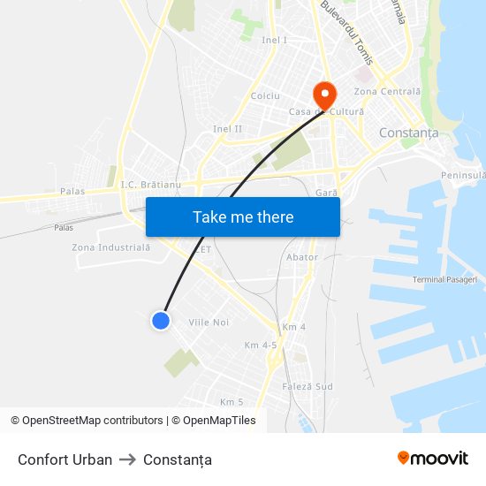Confort Urban to Constanța map