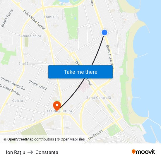 Ion Rațiu to Constanța map