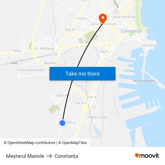 Meșterul Manole to Constanța map