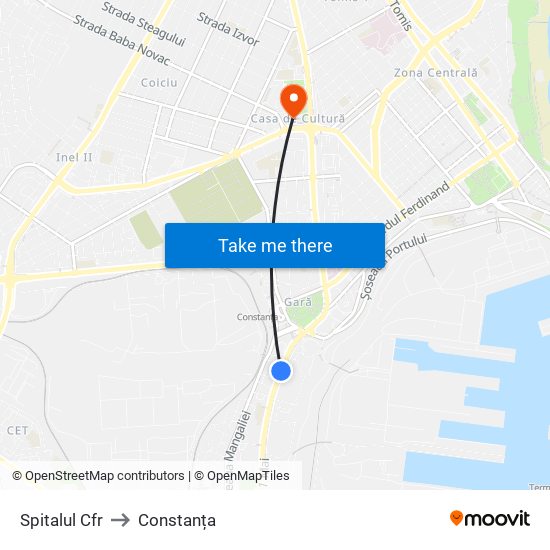 Spitalul Cfr to Constanța map