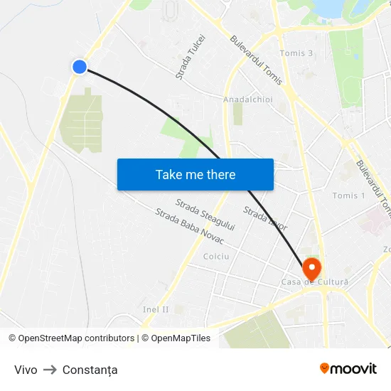 Vivo to Constanța map