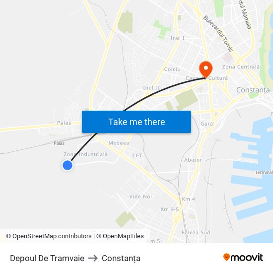 Depoul De Tramvaie to Constanța map