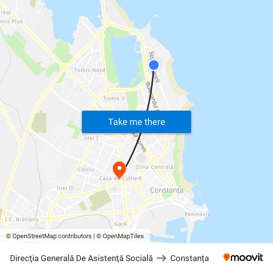 Direcţia Generală De Asistenţă Socială to Constanța map