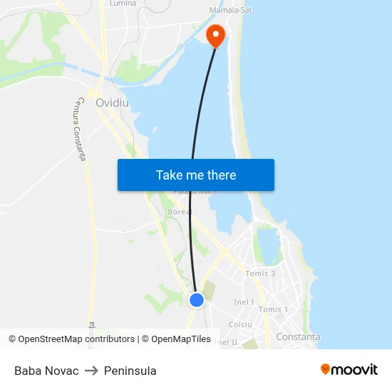 Baba Novac to Peninsula map