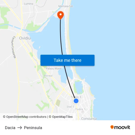 Dacia to Peninsula map