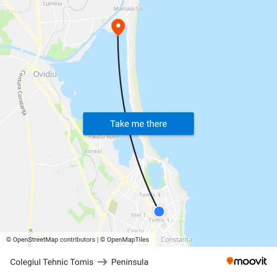 Colegiul Tehnic Tomis to Peninsula map
