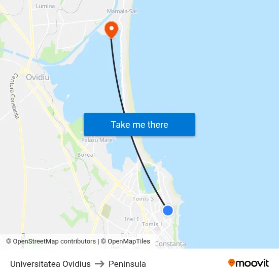 Universitatea Ovidius to Peninsula map