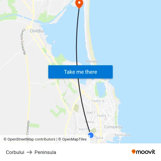 Corbului to Peninsula map