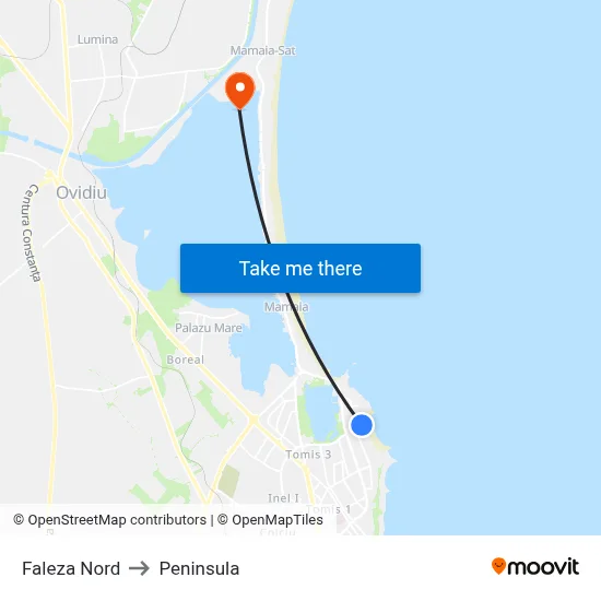 Faleza Nord to Peninsula map