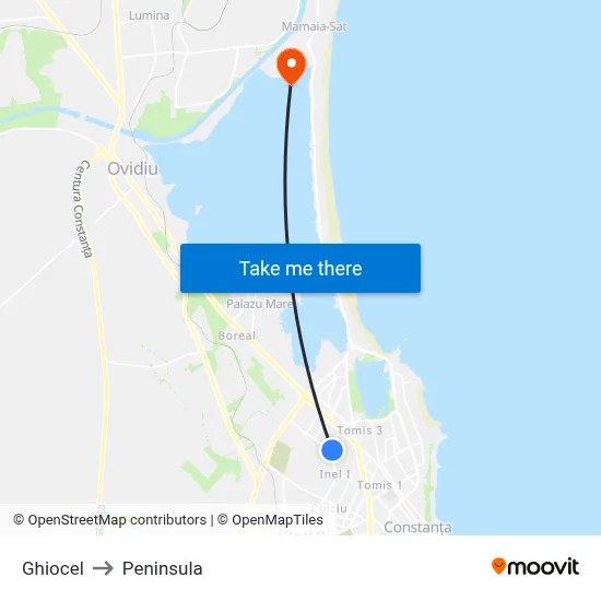 Ghiocel to Peninsula map
