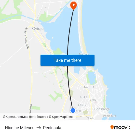 Nicolae Milescu to Peninsula map