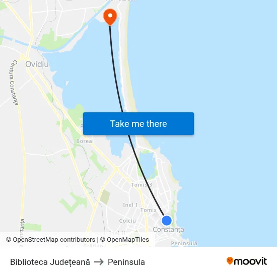 Biblioteca Județeană to Peninsula map