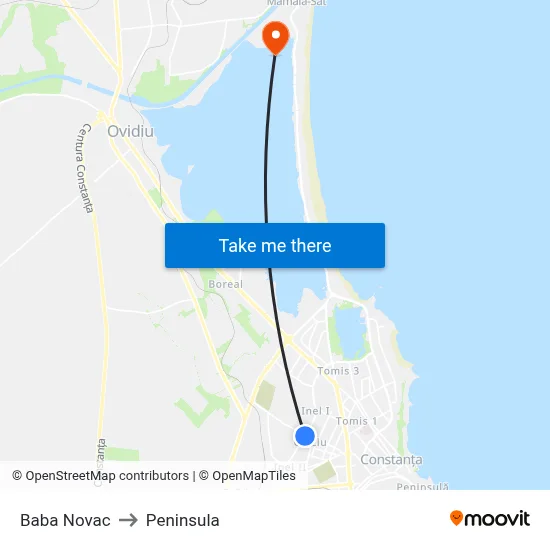 Baba Novac to Peninsula map