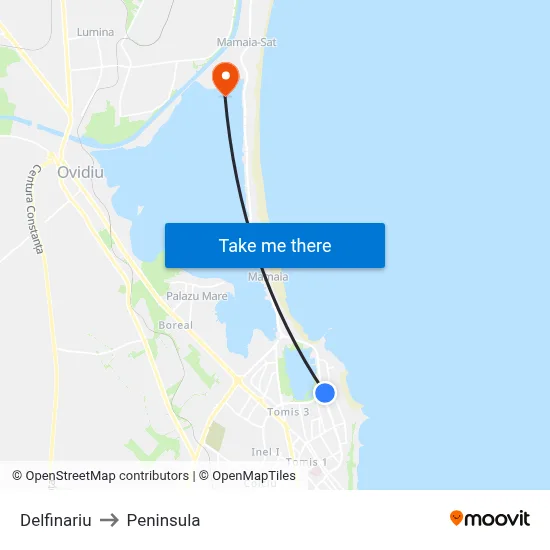 Delfinariu to Peninsula map