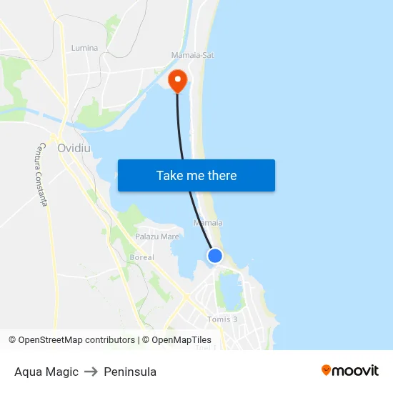 Aqua Magic to Peninsula map