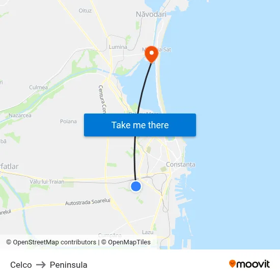 Celco to Peninsula map