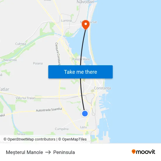 Meșterul Manole to Peninsula map