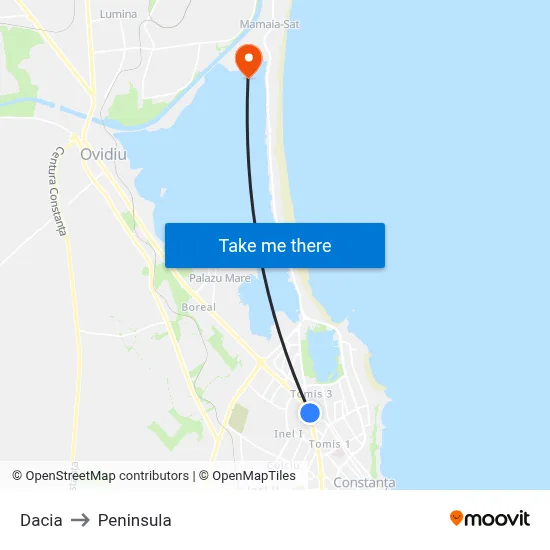 Dacia to Peninsula map