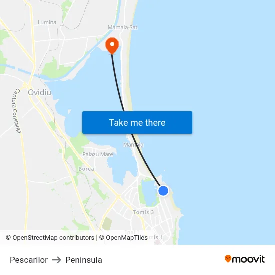 Pescarilor to Peninsula map