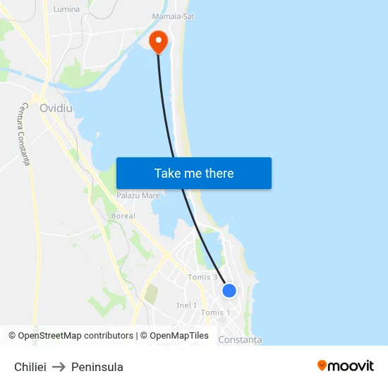 Chiliei to Peninsula map