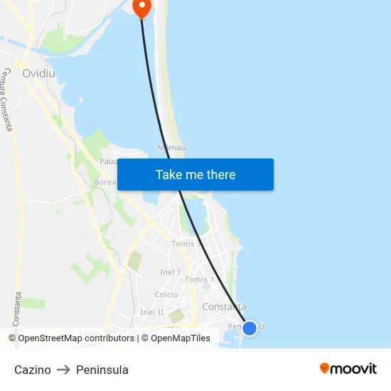 Cazino to Peninsula map