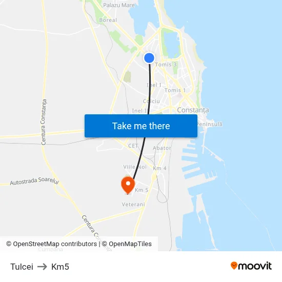 Tulcei to Km5 map
