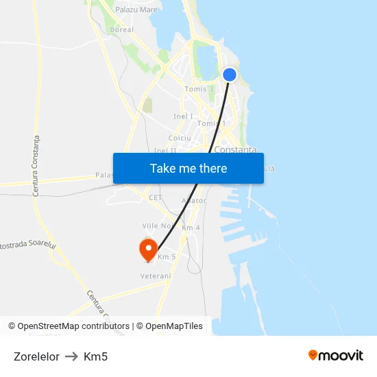 Zorelelor to Km5 map