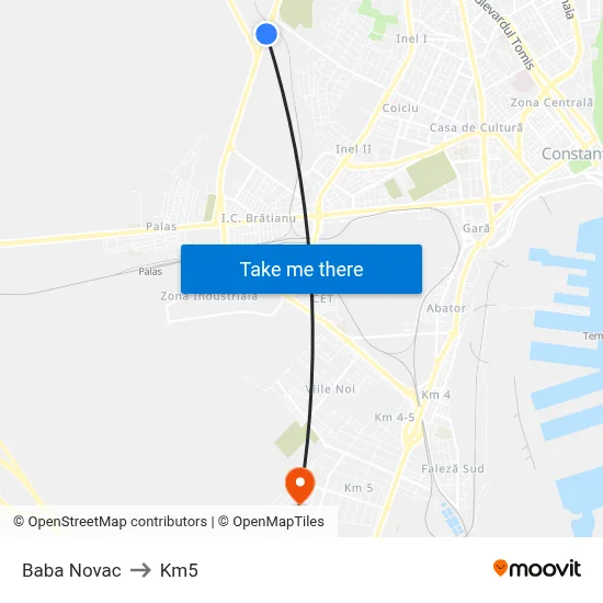 Baba Novac to Km5 map