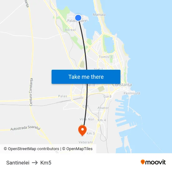 Santinelei to Km5 map