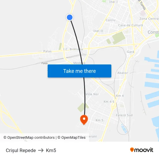 Crișul Repede to Km5 map