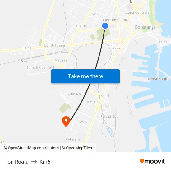Ion Roată to Km5 map