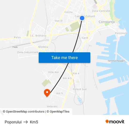 Poporului to Km5 map