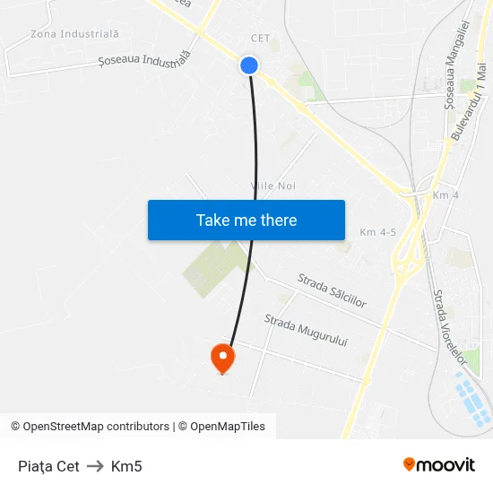 Piaţa Cet to Km5 map