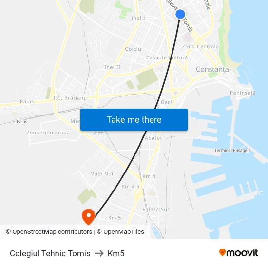 Colegiul Tehnic Tomis to Km5 map