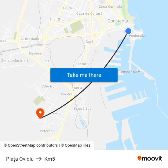 Piața Ovidiu to Km5 map