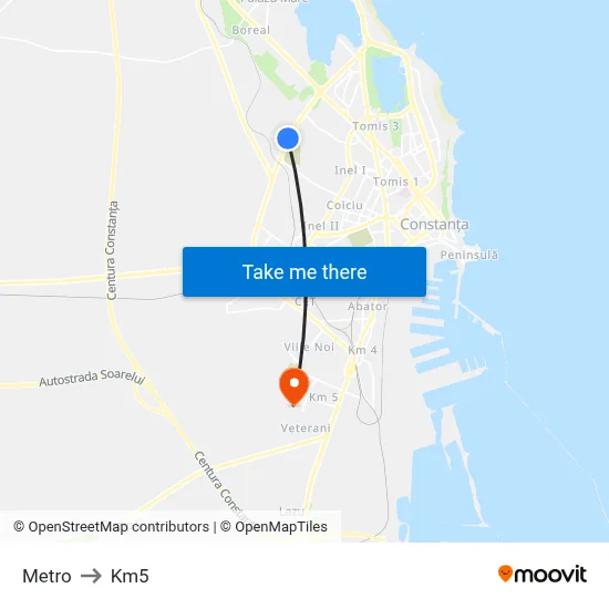 Metro to Km5 map